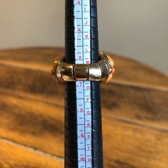 Cabochon Green and Orange Stretch Statement Ring - Picture 8 of 9